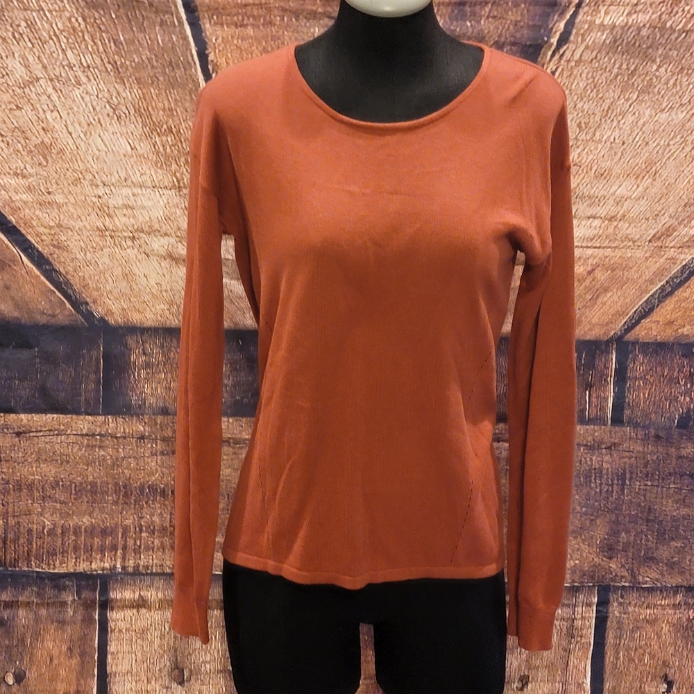 Stitches & Stripes medium rust frayed backing long sleeve
